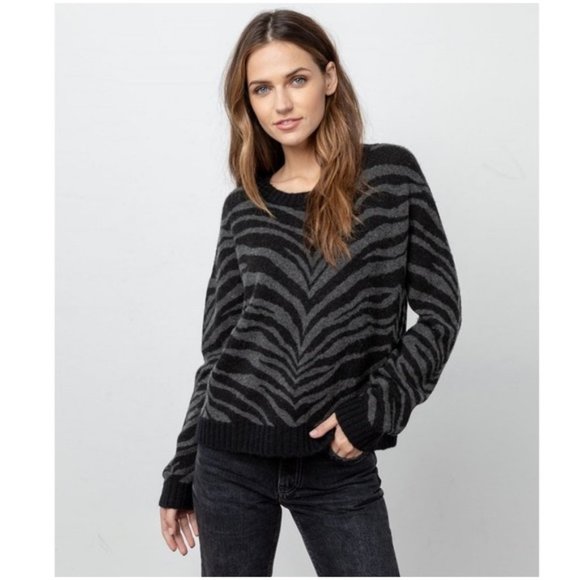 Rails Chance Tiger Stripe Crew Neck Wool Blend Pullover Sweater Women Size S - Picture 1 of 11